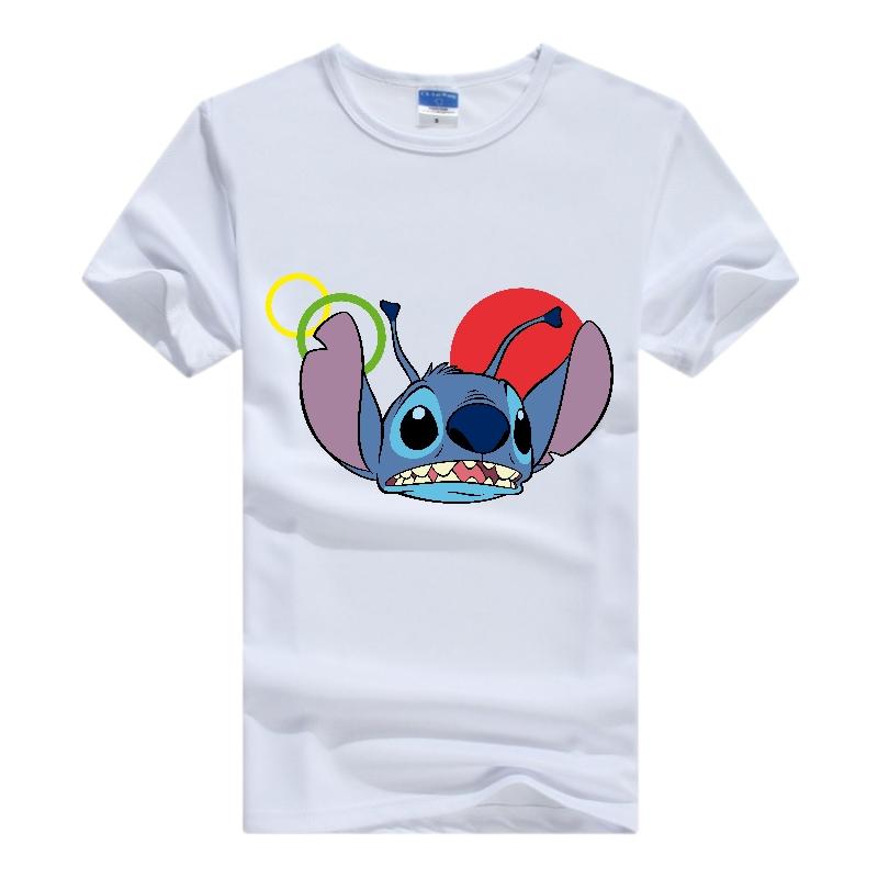 Casual Disney Cartoon Woman T-shirts Lilo Stitch Gothic Blouses Y2K Streetwear Tops Stich Grunge Men Clothing Summer Hippie Tees