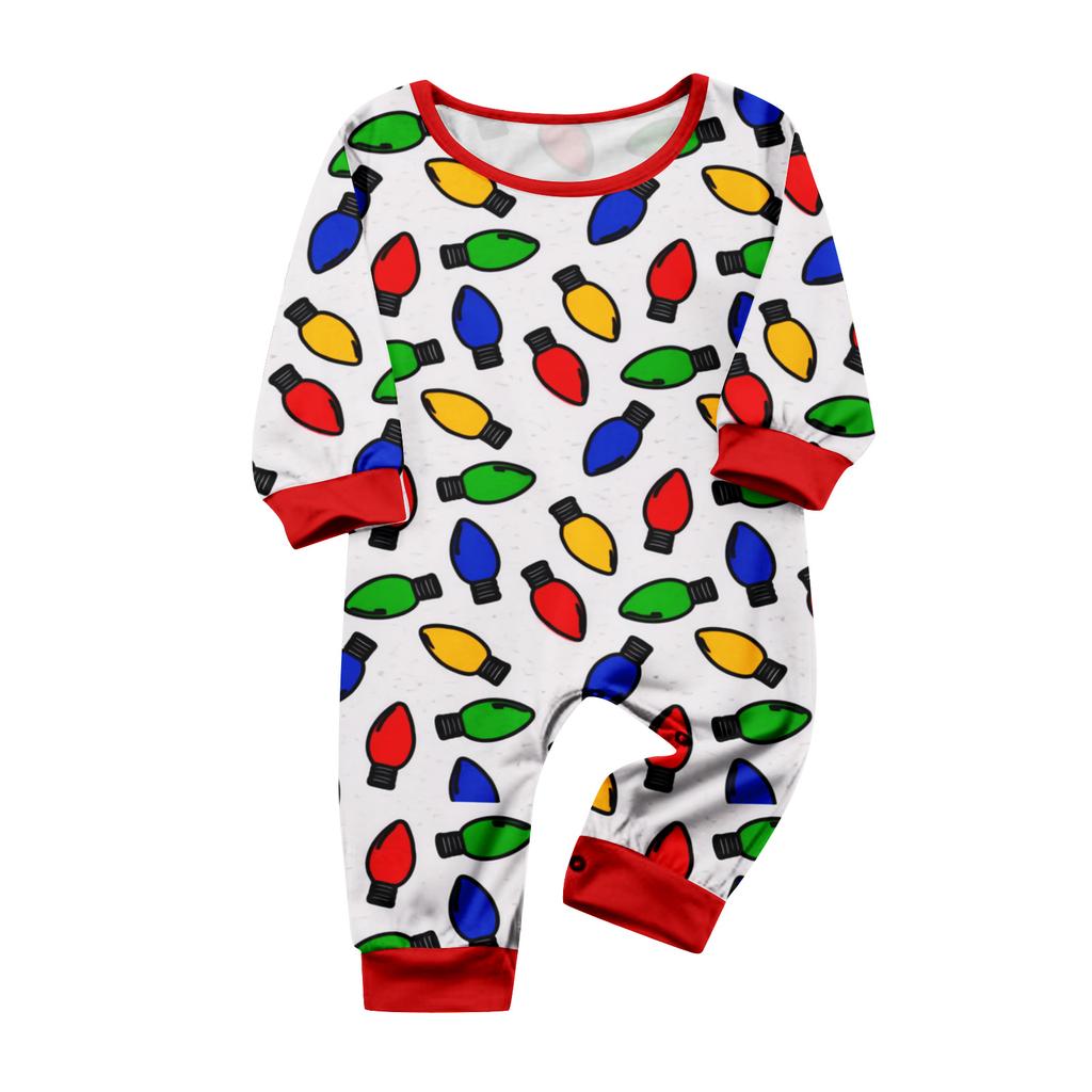 Matching Family Pajama Set Long Sleeve Round Neck Sleepwear for Women and Kids