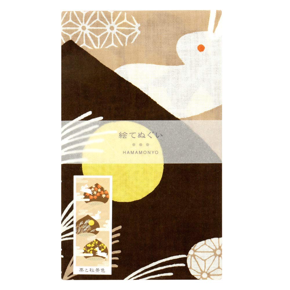 Hamamonyo Picture Hand Towel Chestnuts and Autumn Scenery