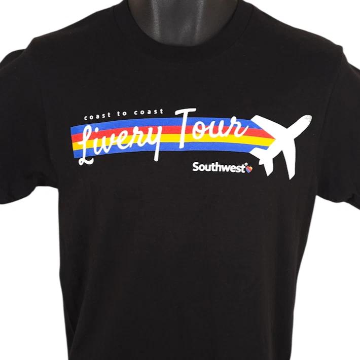 

Southwestern Airlines T Shirt Mens Size Small Black Livery Tour 1971 To 2018 L