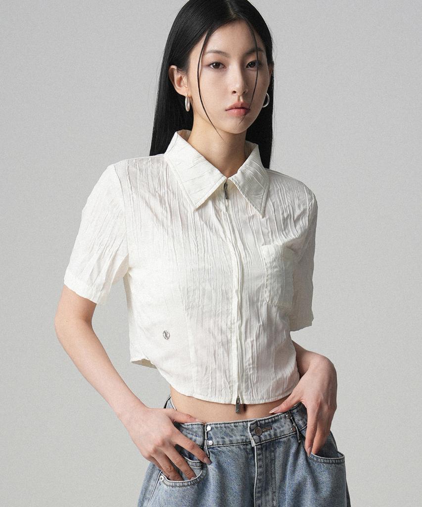 AVANDRESS Mini Femi Pleats Shirts Zip-Up - 3Col