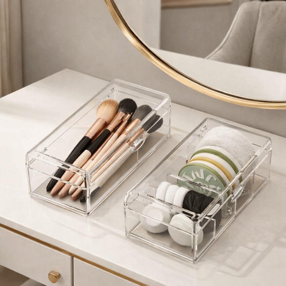 Clear Makeup Brush Holder Plastic Cosmetic Storage Box Durable Transparent Storage Box  Living Room
