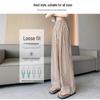 Two-Tone Vertical Stripe High-Waist Casual Wide-Leg Pants