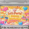 2D Happy Birthday Backdrop Bright Cartoon Balloon Photo Background
