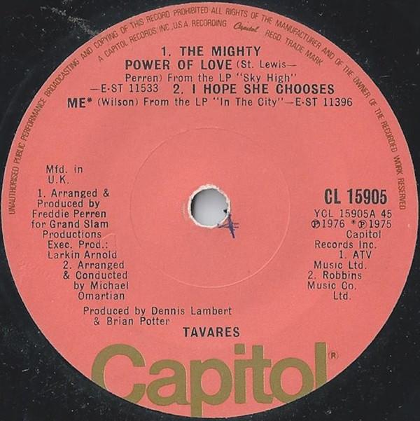 

7inch Record TAVARES Mighty Power Of Love CL15905 Capitol Records 1977 UK SoulFunk Used