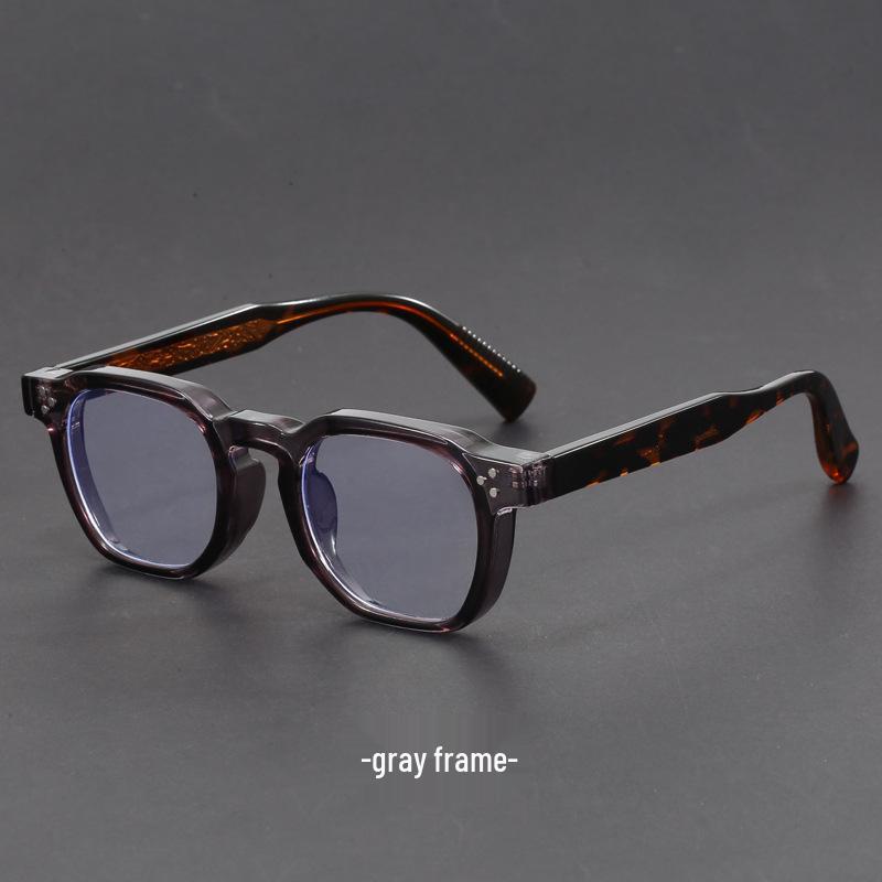 Herren Retro Zweifarbig Japanische Handgefertigte Dickrandbrille, Schwarzes Künstlerisches Design, Blaulichtfilter, Myopie-Freundlich