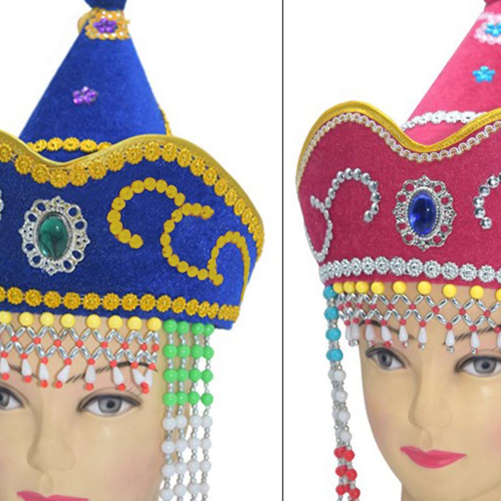 Mongolian Hat for Adult Children Ethnic Mongolian Dance Costume Hat for Performances Stage Props Head Accessories