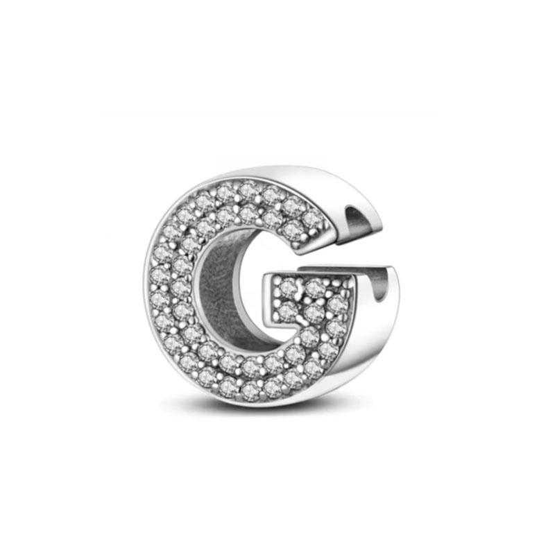 Classics Copper Shiny Zircon English Alphabet Beads Pendant Piece Charms Ideal For Original Fashion Bracelet Jewelry Piece Women Gift