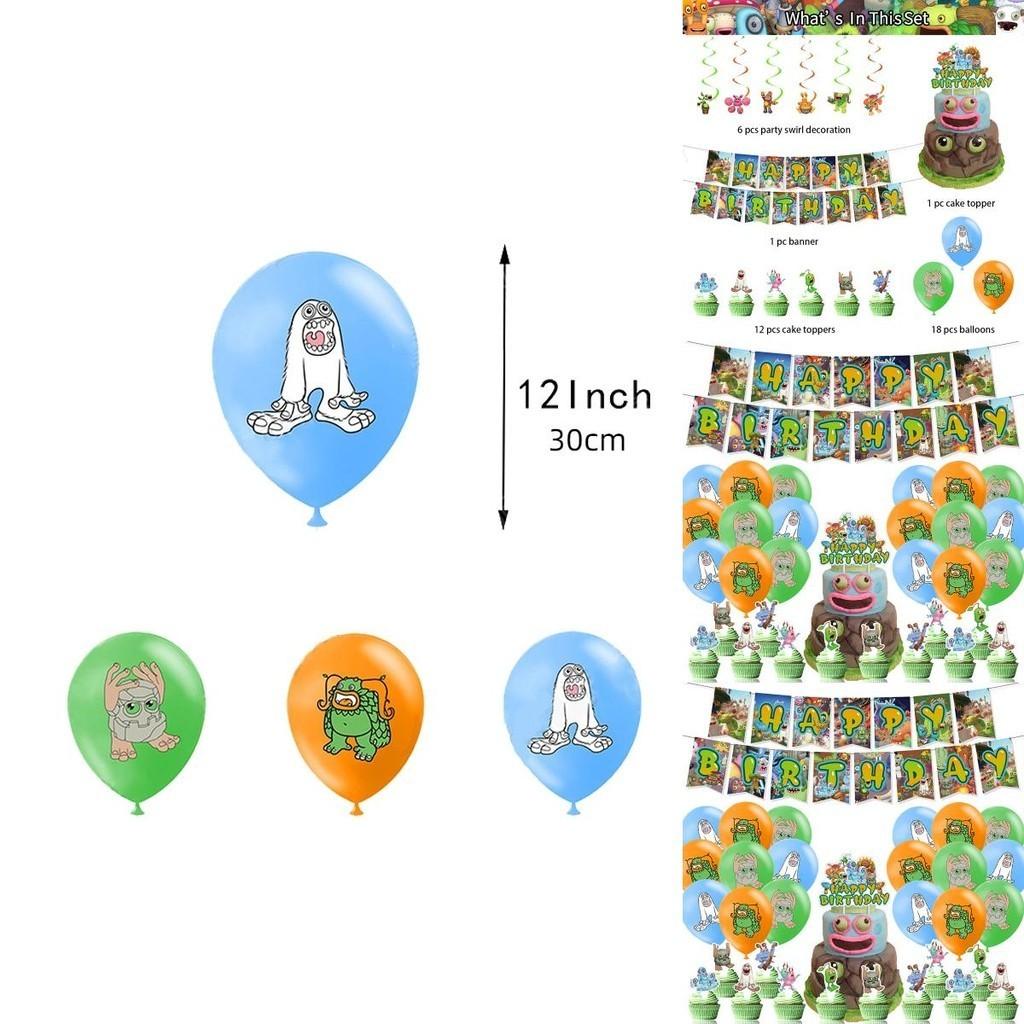 Monster Music Festival Party Banner Set With Balloons For Birthday Party Decorations