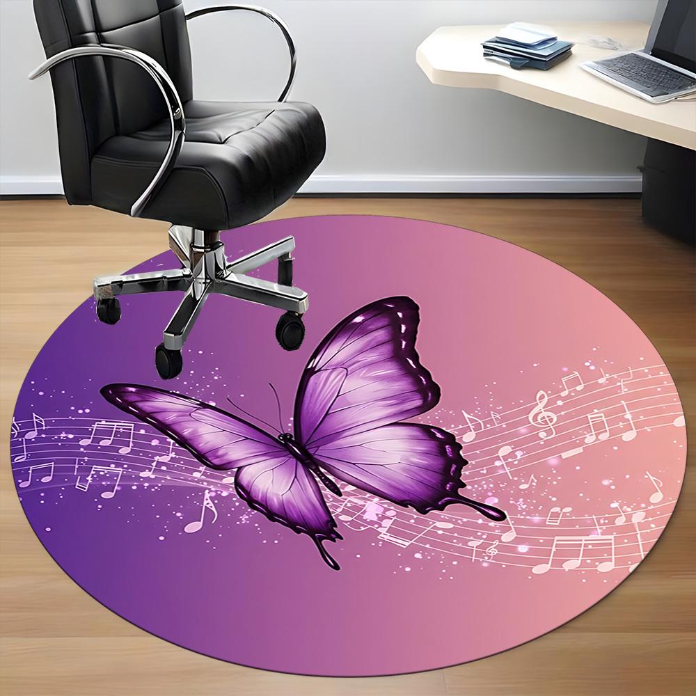 1pc Butterfly MusicChair Carpet for Office, Indoor Non-Slip Washable Polyester Fiber Carpet, Mat For Office, Machine Washable