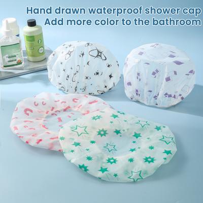 5Pcs Shower Caps Waterproof Shower Hair Cap Large Size Elastic Band Travel-Friendly Foldable Bath Spa Shower Caps