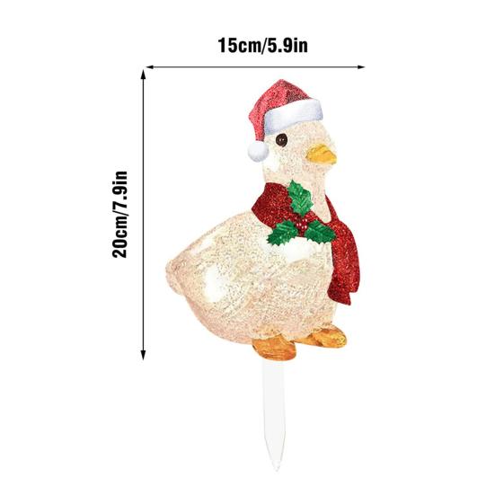 Yousheng Świąteczna Podświetlana Ozdoba Kaczka Podświetlana Akrylowa Kaczka 2D Dekoracja ze Szalikiem i Czapką Świętego Mikołaja Zewnętrzna Ozdoba Kaczka do Ogrodu na Podwórko Patio Trawnik