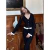 French Elegant Ruffle Edge Tight Knit Two-piece Set Women's Autumn and Winter Temperament Dress Set