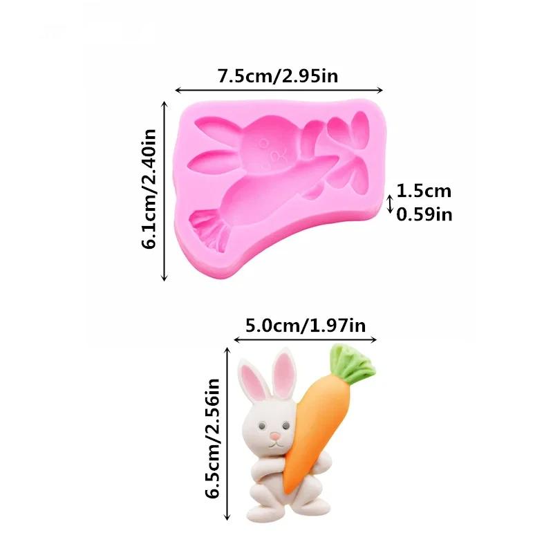 1 Pcs Carrot Fondant Silicone Mold Easter Bunny Hand Stick Rose Carrot Shape Cake Decoration Drip Mold DIY Handmade Art Molds