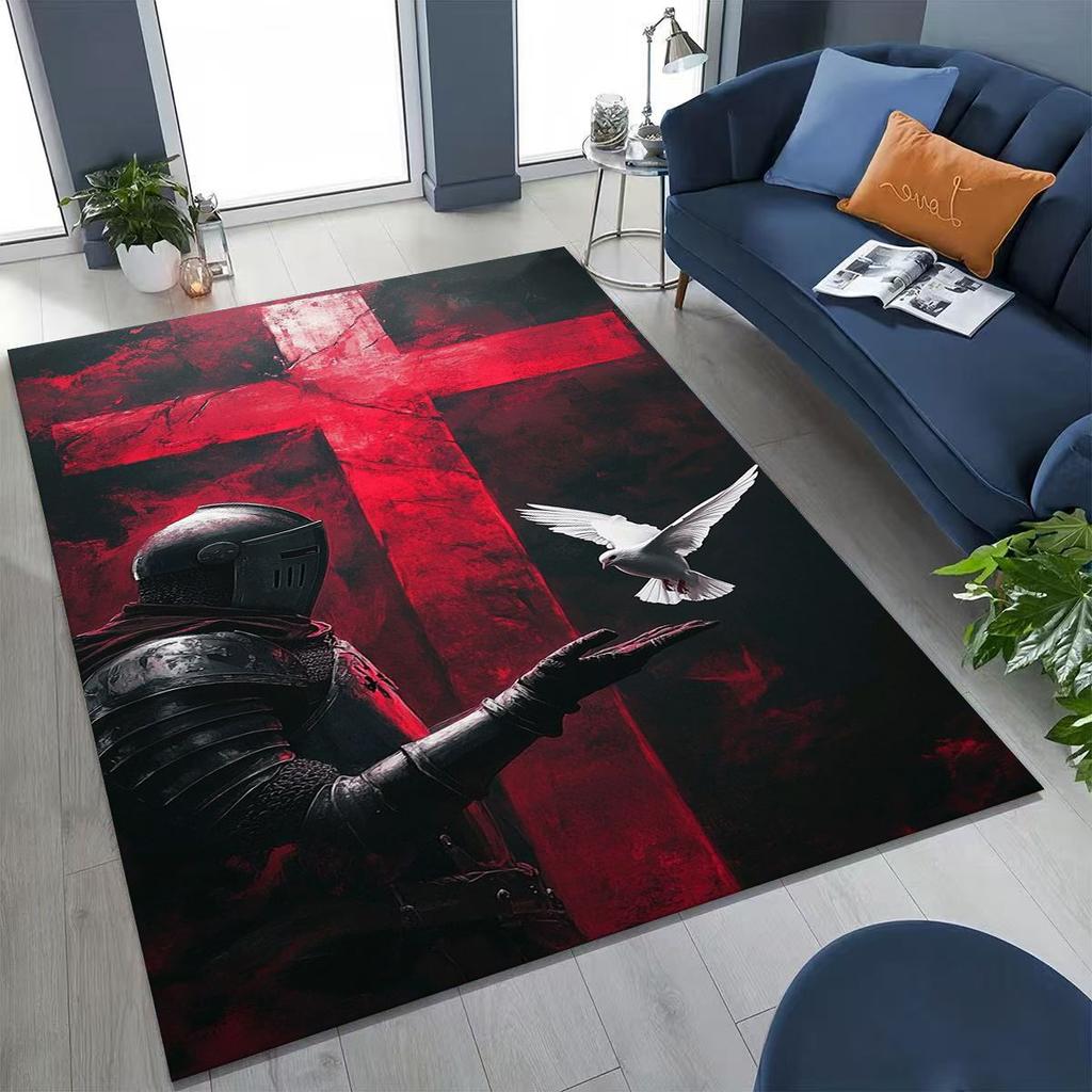 Templar Blood Knight Honor Holy Crusader Cartoon Rug for Bedroom Living Room Sofa Home Doormat Decor,Kid Play Non-slip Floor Mat