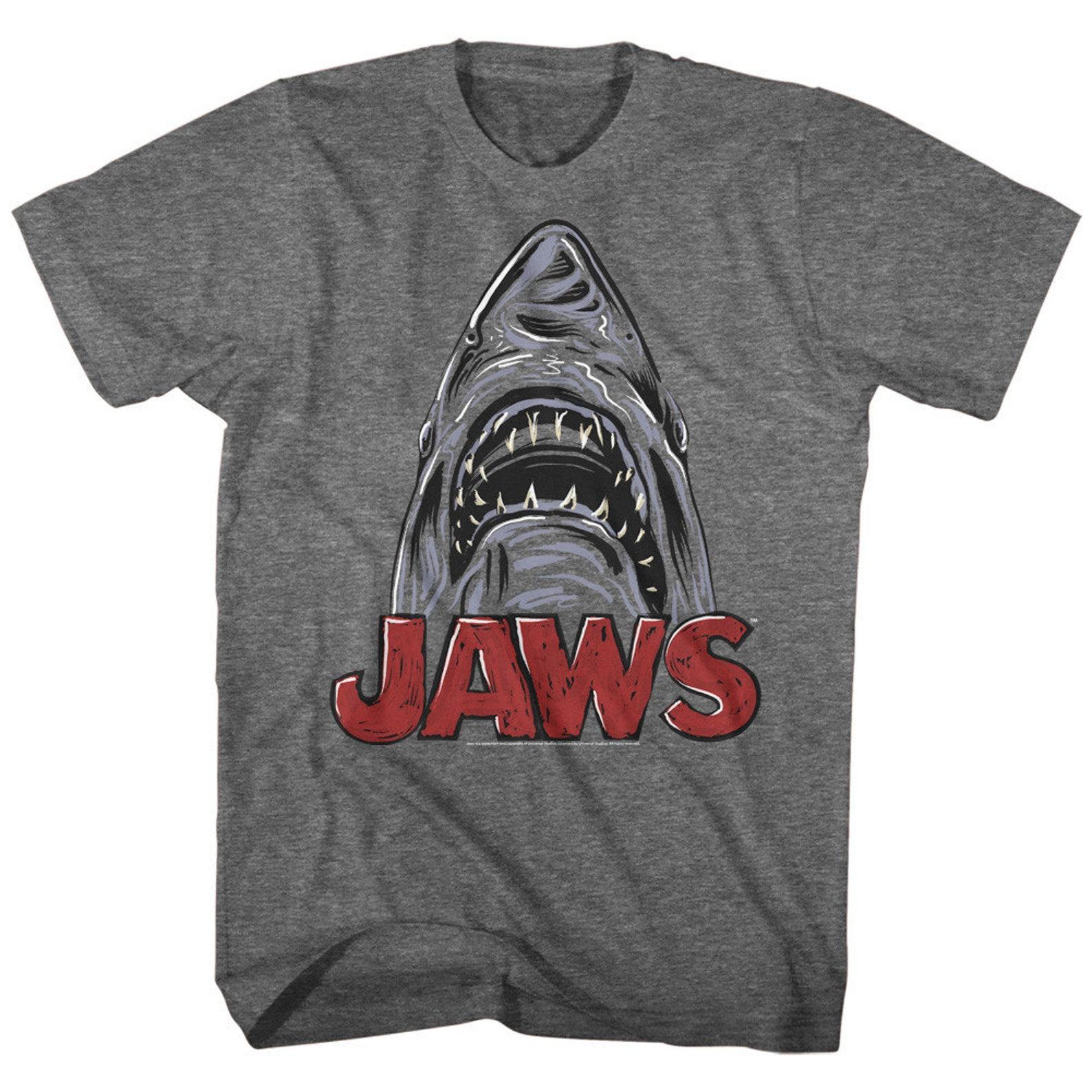 Jaws Sketchy Shark Graphite Heather Adult T-Shirt S