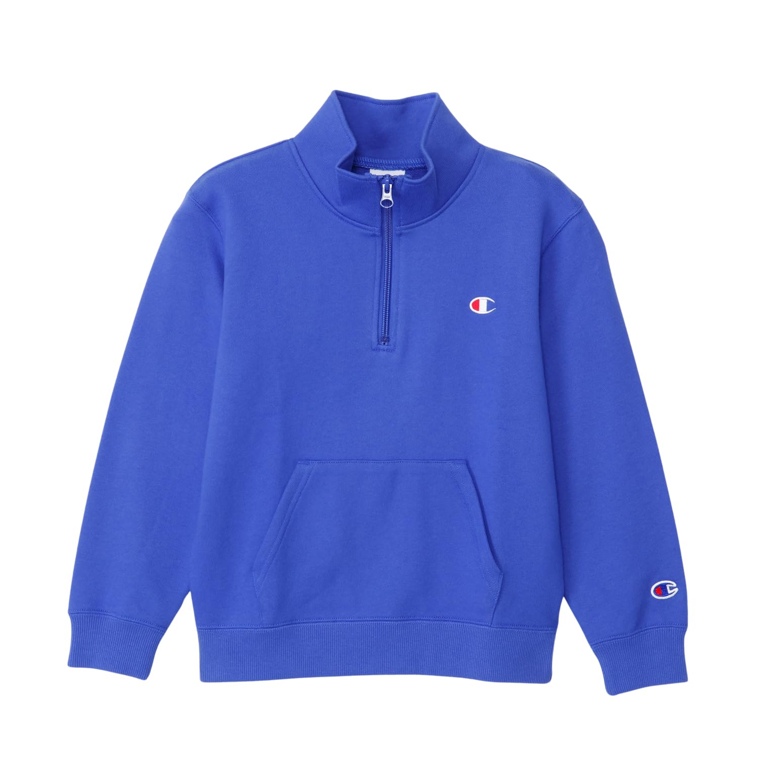 

Champion Флисовая толстовка с длинным рукавом и логотипом для детей, размер 140, детская толстовка, 100% хлопок, подкладка, вышивка в одной точке, толстовка на молнии до середины, базовая, CKSY009Z, синий