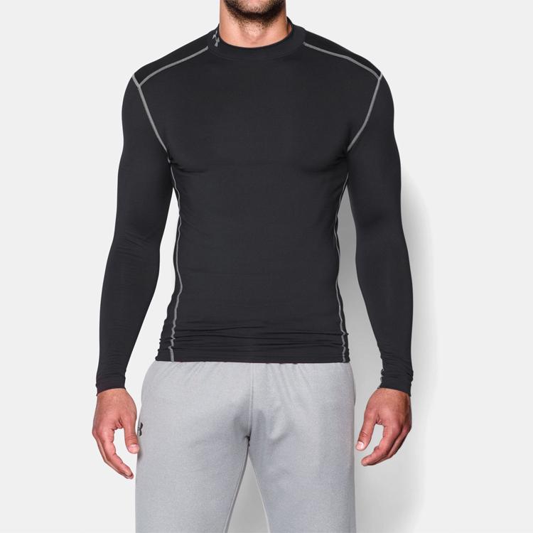 Under Armour Stretch High Neck Sports Training Fitness Top Men Tops Black 1265648-001