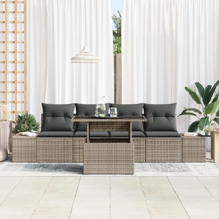 VidaXL Ensemble de canapé de jardin 5 pièces avec coussins gris en poly rotin 3357822