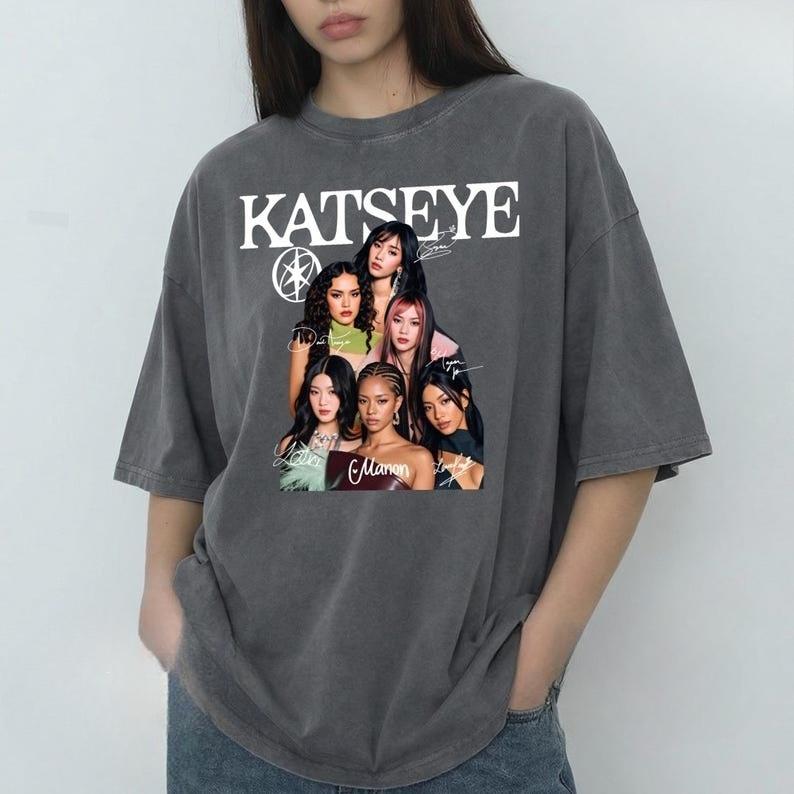 2026 Katseye Kpop Grafisk T-shirt Vintage Katseye The Beautiful Chaos Tour T-shirt Katseye Gnarly Hip Hop Streetwear Överdimensionerad T-shirt
