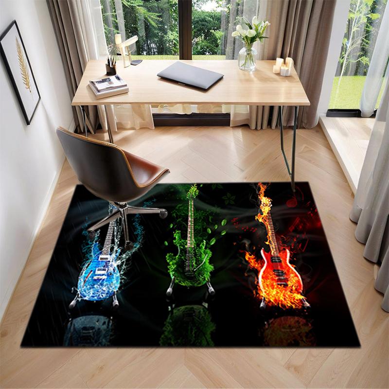 1Pc Electric guitar theme Printed circular carpet, home door mat, outdoor travel protection carpet A3