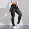High Stretch Drawstring Denim Inspired Leggings for Women High Waist Slim Fit Lifted Buttocks Solid Color Tight Pants  Spring