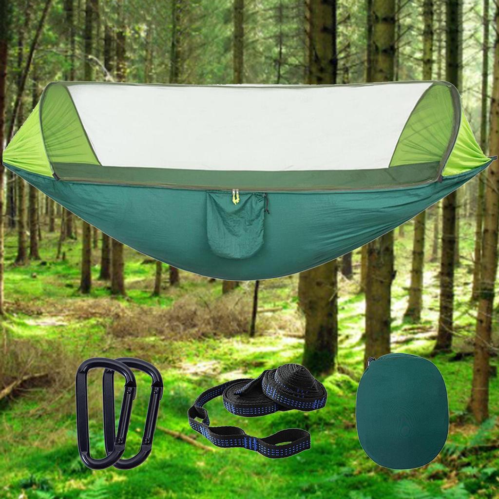 290x140cm Camping Hammock with Net Polyester Backpacking Hiking Travel Hanging Bed Netting
