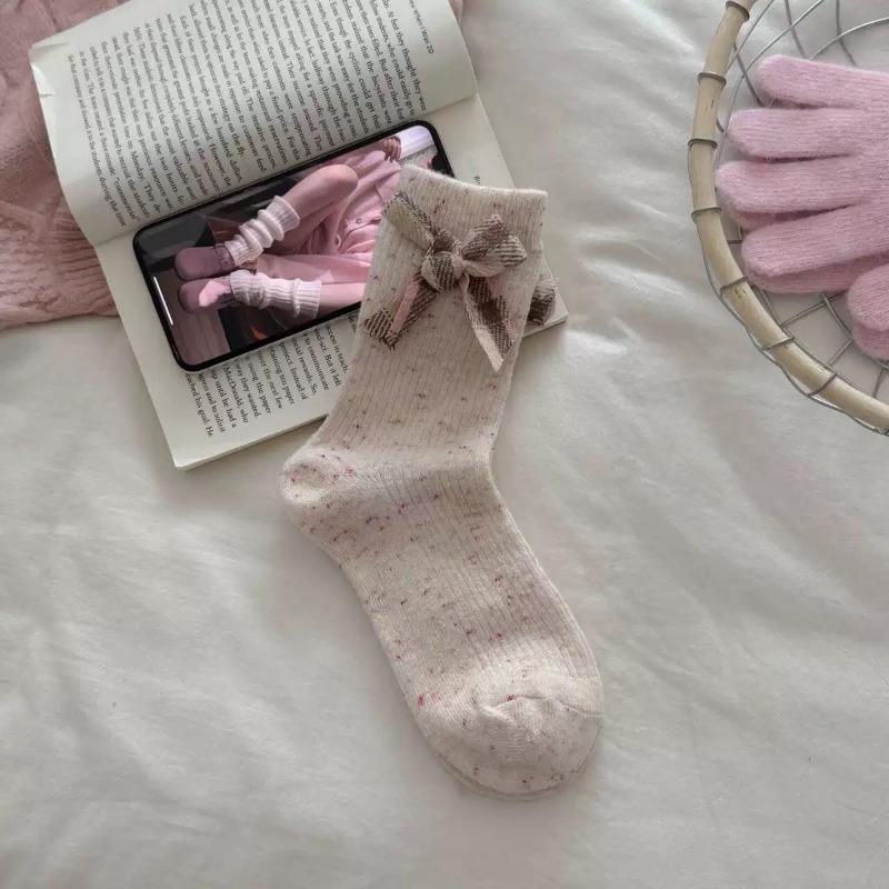 

Winter Women s Style: Wool Socks, Striped Polka Dot Chiffon Mid-calf Socks Pile 1 pair