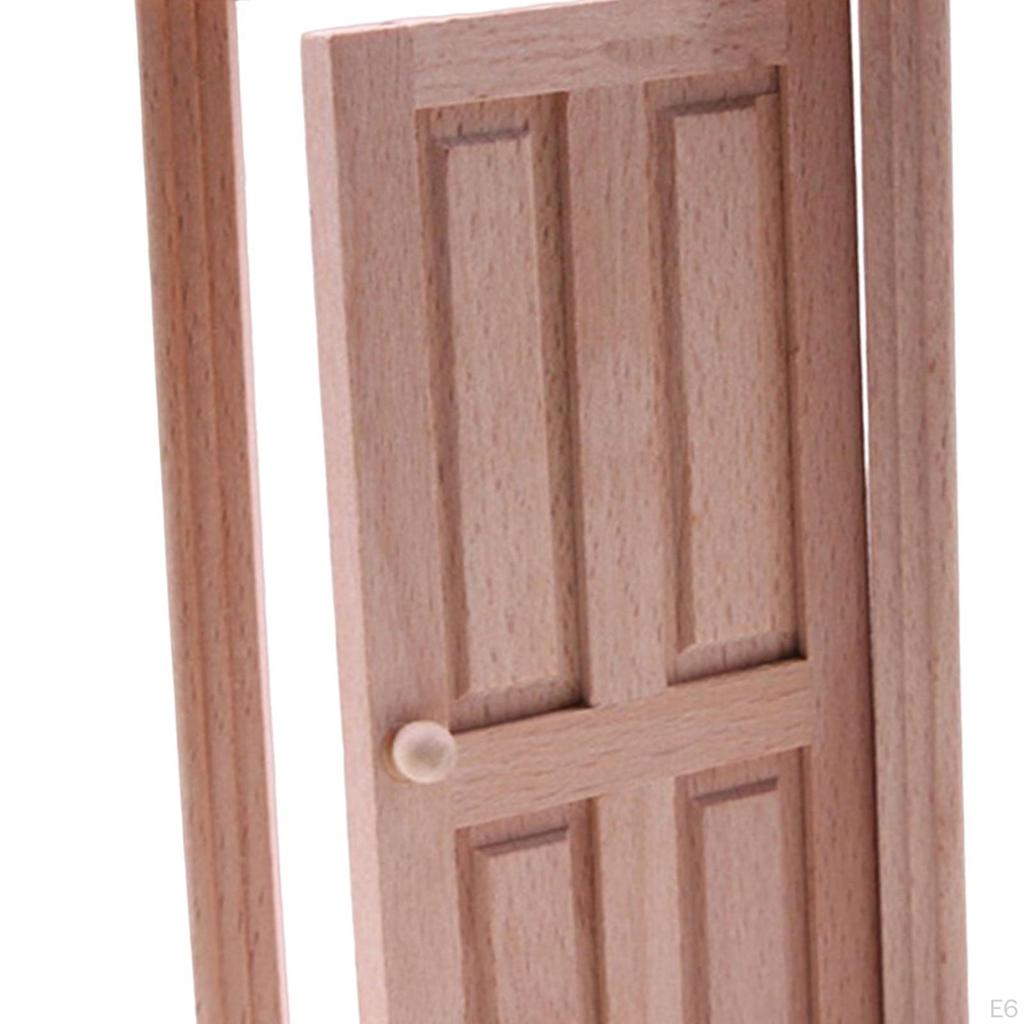Delicate Dollhouse Wood Door Miniature Furniture Toys Props Pretend Playset House Decor Toy Blank