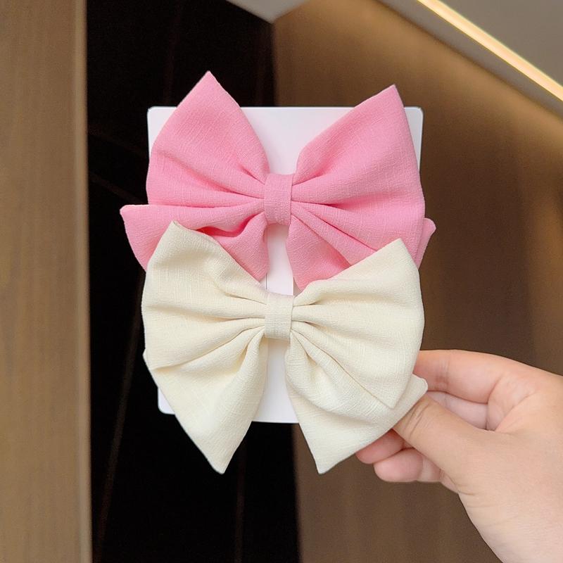 2PCS/Lot Solid Color Grosgrain Ribbon Hair Bows Boutique Hair Clip For Girls Hairgrips New Headwear Kids Hair Accessories Gift