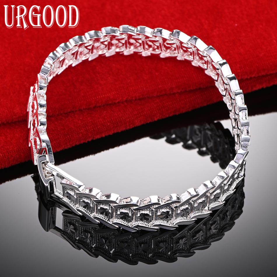 925 Sterling Sølv Bredt Armbånd Mote Smykker