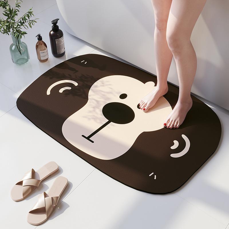 Cartoon Bear Diatom Mud Floor Mat Bathroom Non-Slip Absorbent Foot Mat Household Toilet Quick-Drying Dirt-Resistant Floor Mat