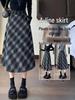 New Autumn/Winter Plus-Size Plaid Wool A-Line Midi Skirt for Women with Slimming Wide Hem