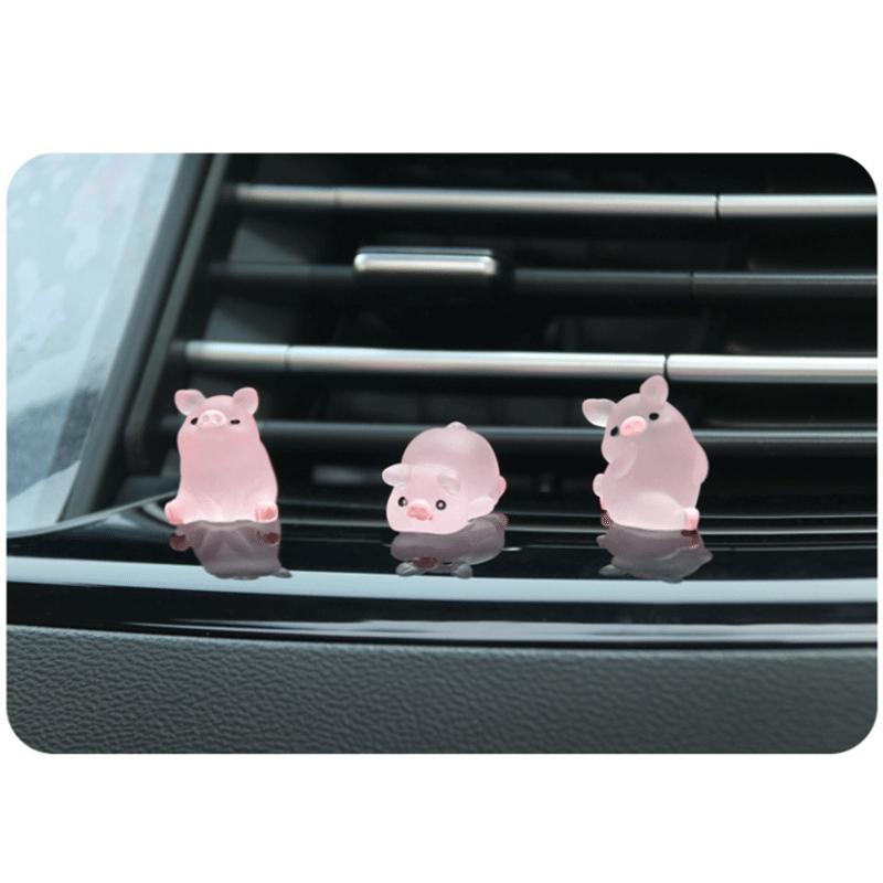 6 stücke Nette Leuchtende Harz Rosa Schwein Puppe Ornament Auto Center Konsole Innen DIY Rückspiegel Dekor Hause Mini Schreibtisch