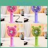 Cute Cartoon Round Ear Solid Base Stand Fan Lithium Battery Operated Handheld Rechargeable Fan
