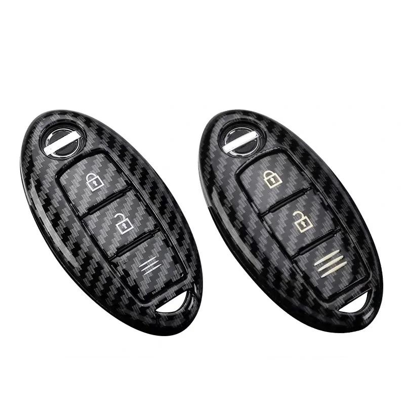 Interior Mouldings Glossy Carbon fiber ABS Car Key Case Fob Cover For infiniti FX35 FX37 FX50 G25 G35 G37 JX35 M35 M37 M45 Q70