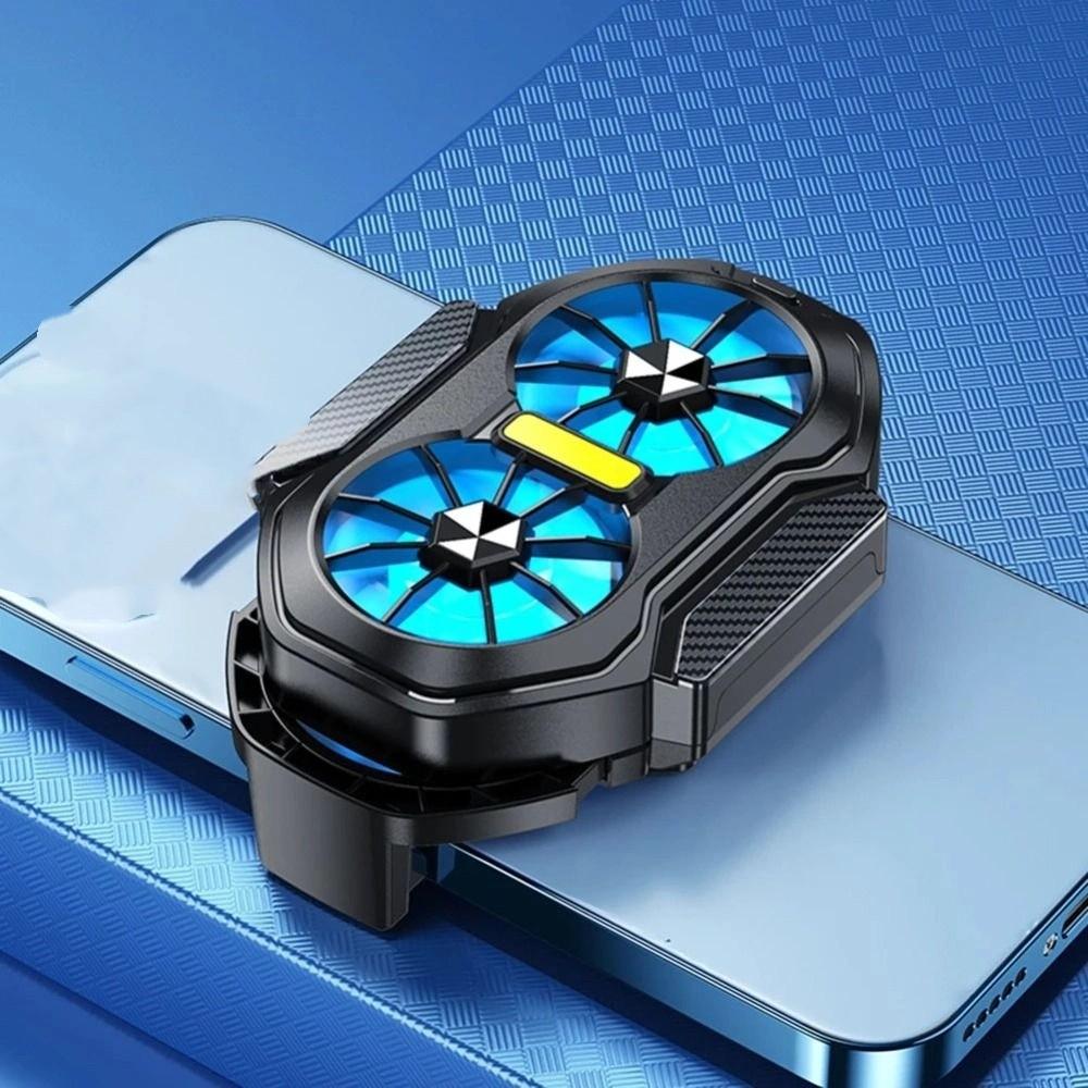 Air Cooling Mobile Phone Cooler With Blue Light Dual Fan Radiator Cell Phone
