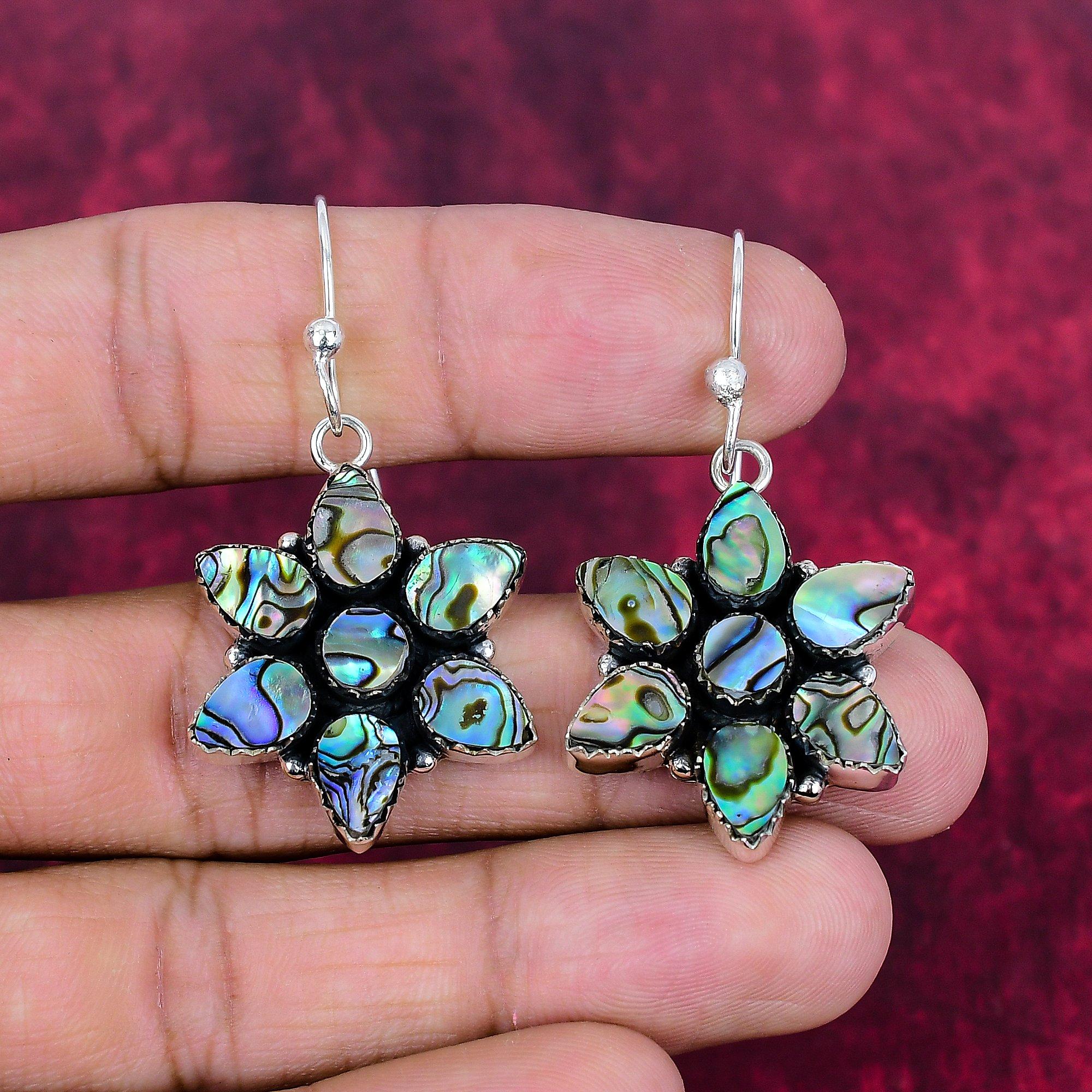 

Серьги из цельного серебра 925 пробы с ракушкой Abalone Shell, серьги с драгоценными камнями ручной работы, подарки для жены, абсолютно новые серьги 1.96 Inches