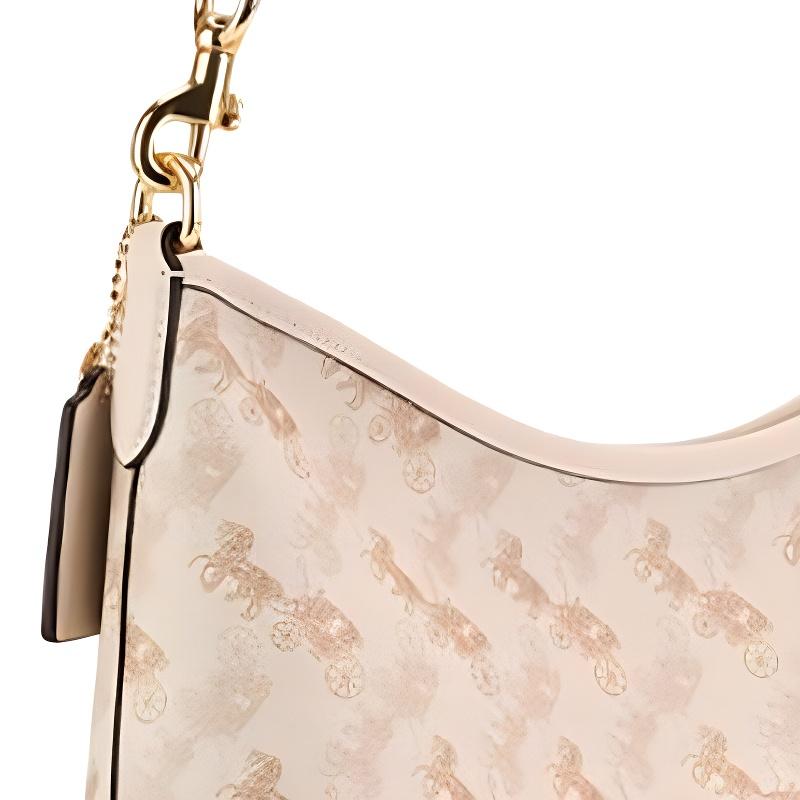 Coach Laurel 31 Classic Monogram Embossed Canvas And Leather Shoulder Bag Large Women Shoulder Bag Cream CBL85-IMCAH