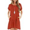 Women's Fashion Casual Round Neck Short Sleeve Ruffle Dresses