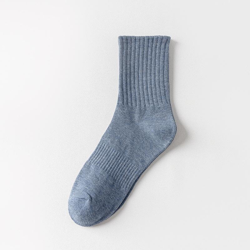 Solid-colored Cotton Socks, Men's Spring and Autumn Sweat-absorbing and Odor-proof Mid-calf Socks, Men's Versatile Sports Socks