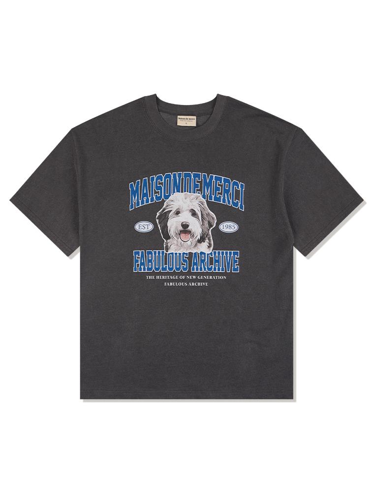 LA MAISON STUDIO Unisex Puppy Pigment Logo Smoky Short Sleeve T-Shirt Charcoal (Fcf2Ts419M)