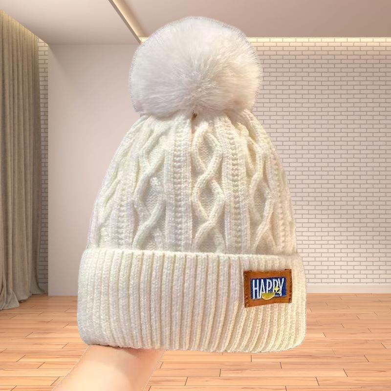 Damen Winter Samt Bommel Strickmütze - Trendiger Koreanischer Stil, Warm & Vielseitig, Dickes Kältefestes Wollendesign