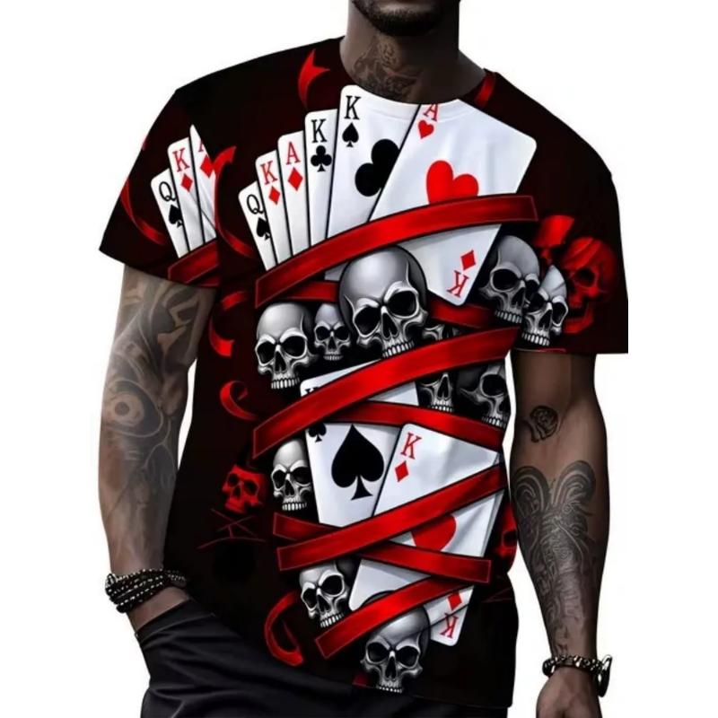 Modisches Herren-Rundhals-Kurzarm-3D-Casual-Farbprint-Casual-Kurzarm-Rundhals-T-Shirt
