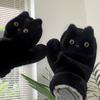 Cute Kitty Mitten Warm Cat Halter Gloves Fashion Black Cat Fur Gloves  Riding