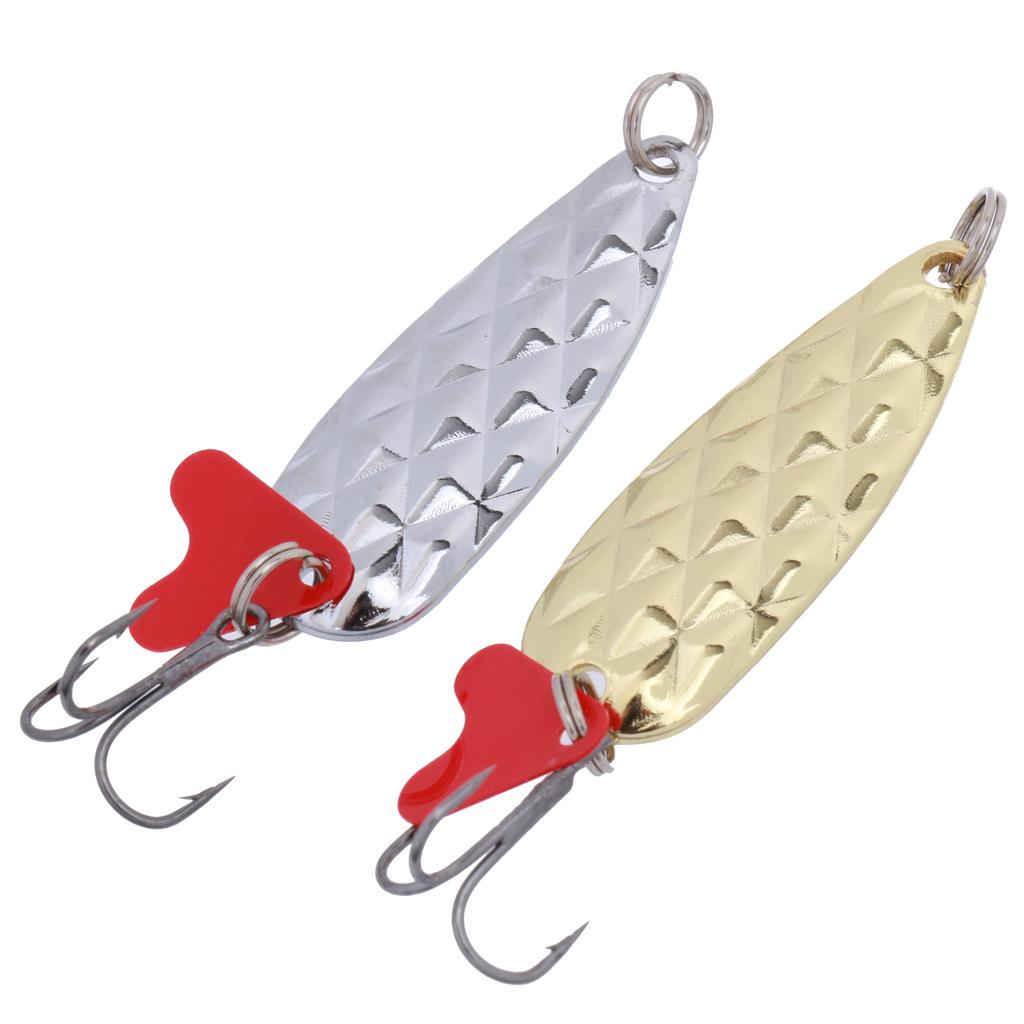 Pack of 2 Fishing Tackle Metal Spoon Lure Baits Crankbaits Hook