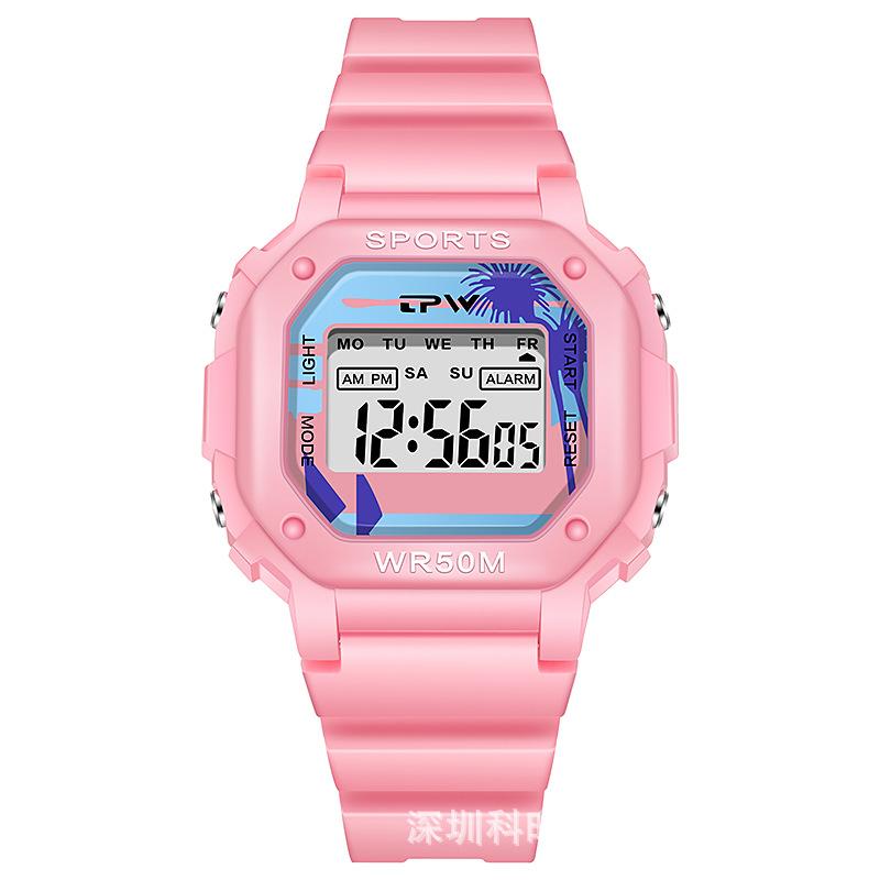 Digital Watches Lady Sports Luminous Multifunction Waterproof Chronograph Wristwatches Outdoor Girls Fashion Student Watch