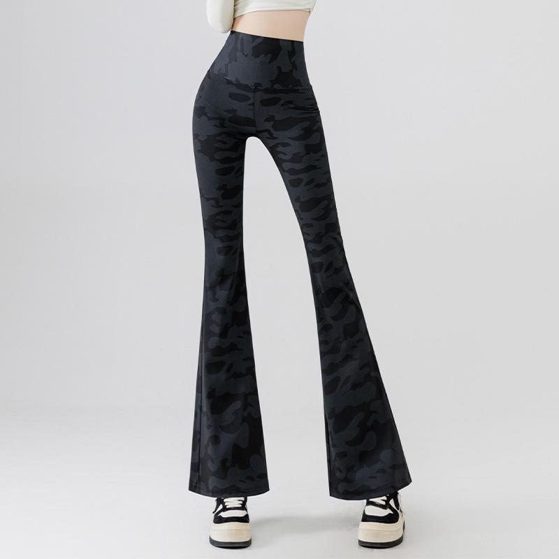 

Spring/Summer 2026 High-Waisted Camo Micro-Flare Slimming Yoga Pants M (for 40-50 kg) чорний/камуфляжний