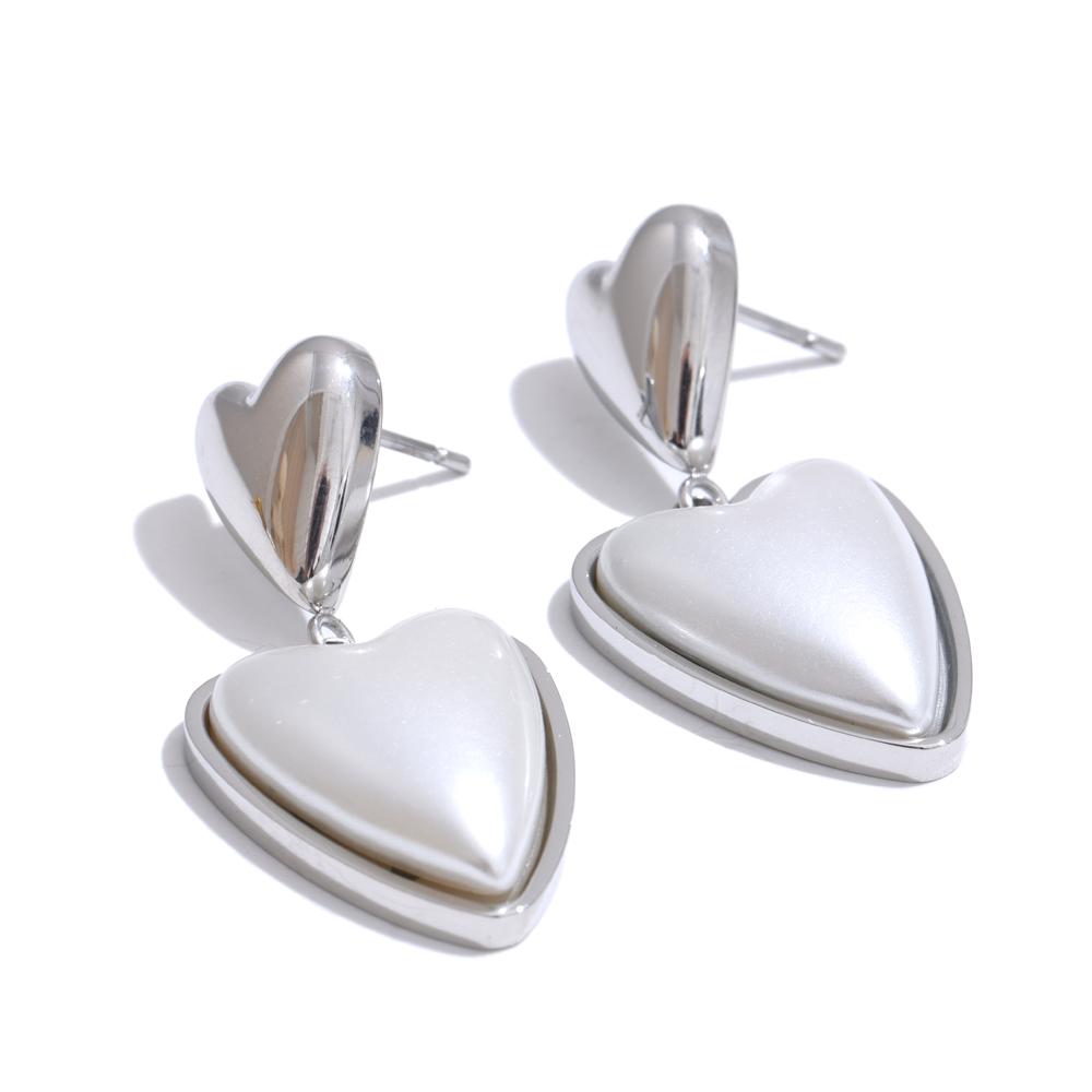 

Yhpup Korean Fashion Simulated Pearls Heart Love Drop Earrings for Women Chic Stainless Steel Elegant Attractive Jewelry Gift
