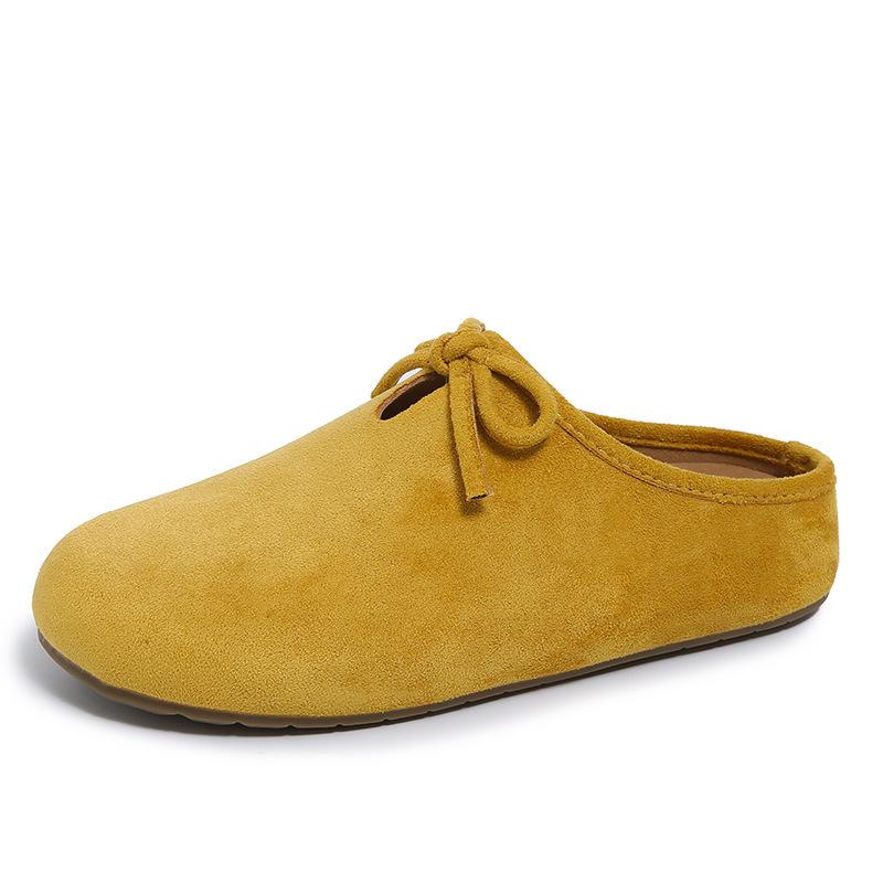 Retro veelzijdige platbodem Boken tas hoofd pantoffels 2025 lente nieuw vlindermachine eenpedaal zachtzool halve pantoffels